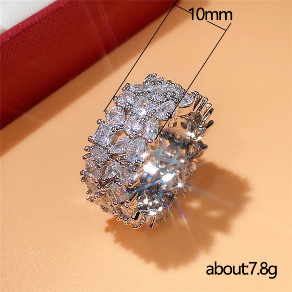 925 Silver Plated New Arrival Multiple Cuts Stones CZ Ring, MARR9385 - Picture 5 of 5